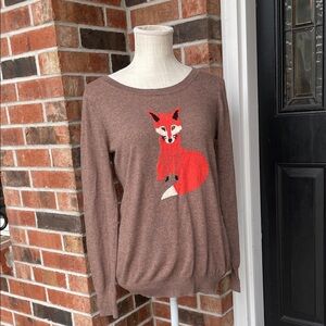 Old Navy Long Sleeve Brown with Orange Fox Sweater